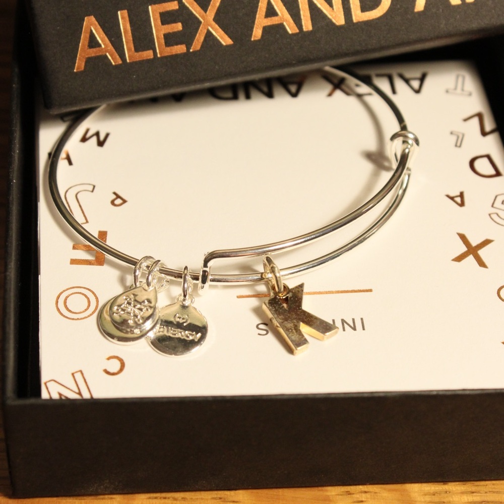 Alex and Ani Initial “K” Charm Bangle – Silver - New in Box